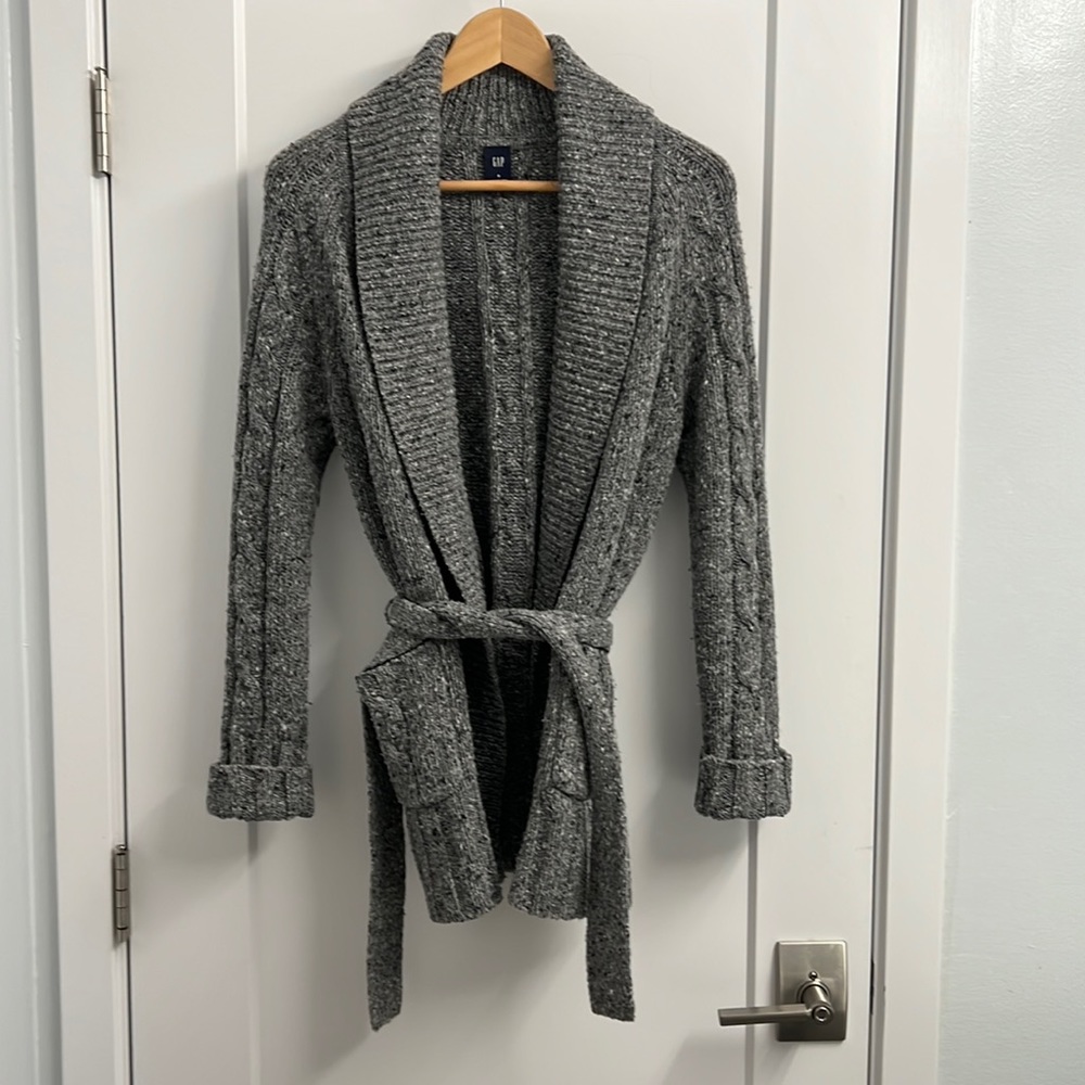 Gap Wool Belted Sweater Coat Cardigan Marled Size S
